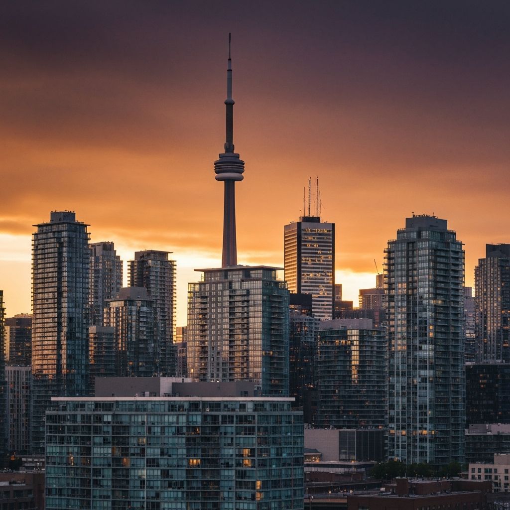 Toronto skyline at dusk