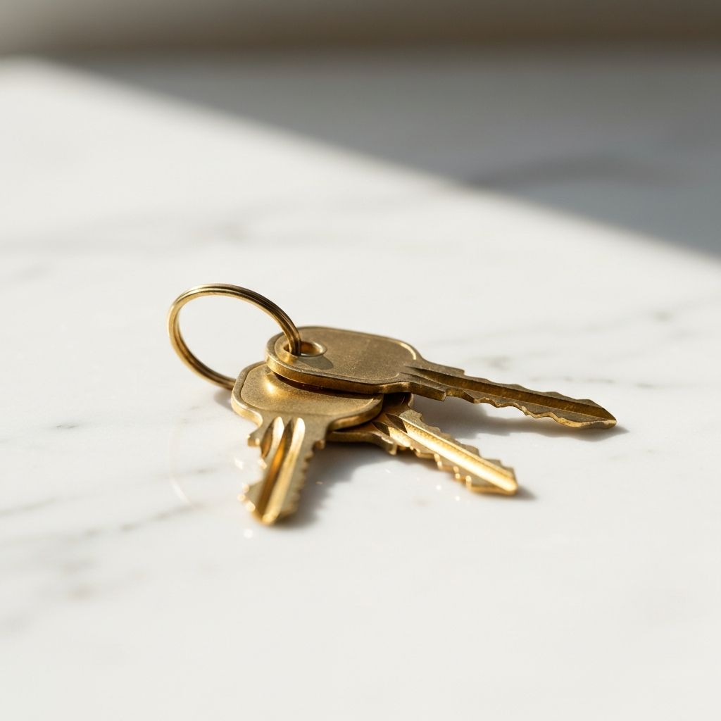 Elegant house keys on marble
